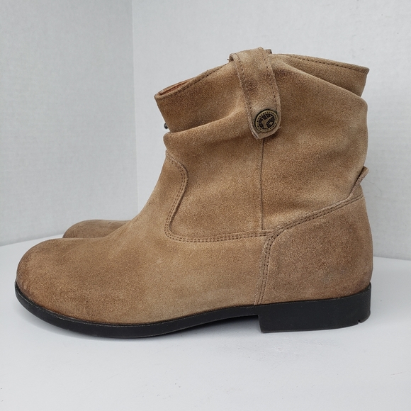 Birkenstock Sarnia Tan Suede Distressed Booties - Picture 3 of 12